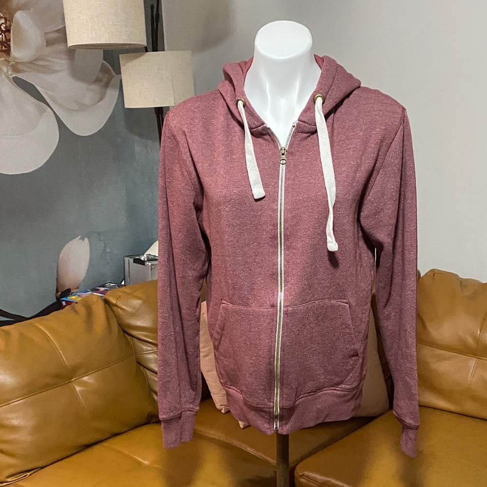 Sunday Work Clothes Brand Red Zip-Up Hoodie with Pockets size Small